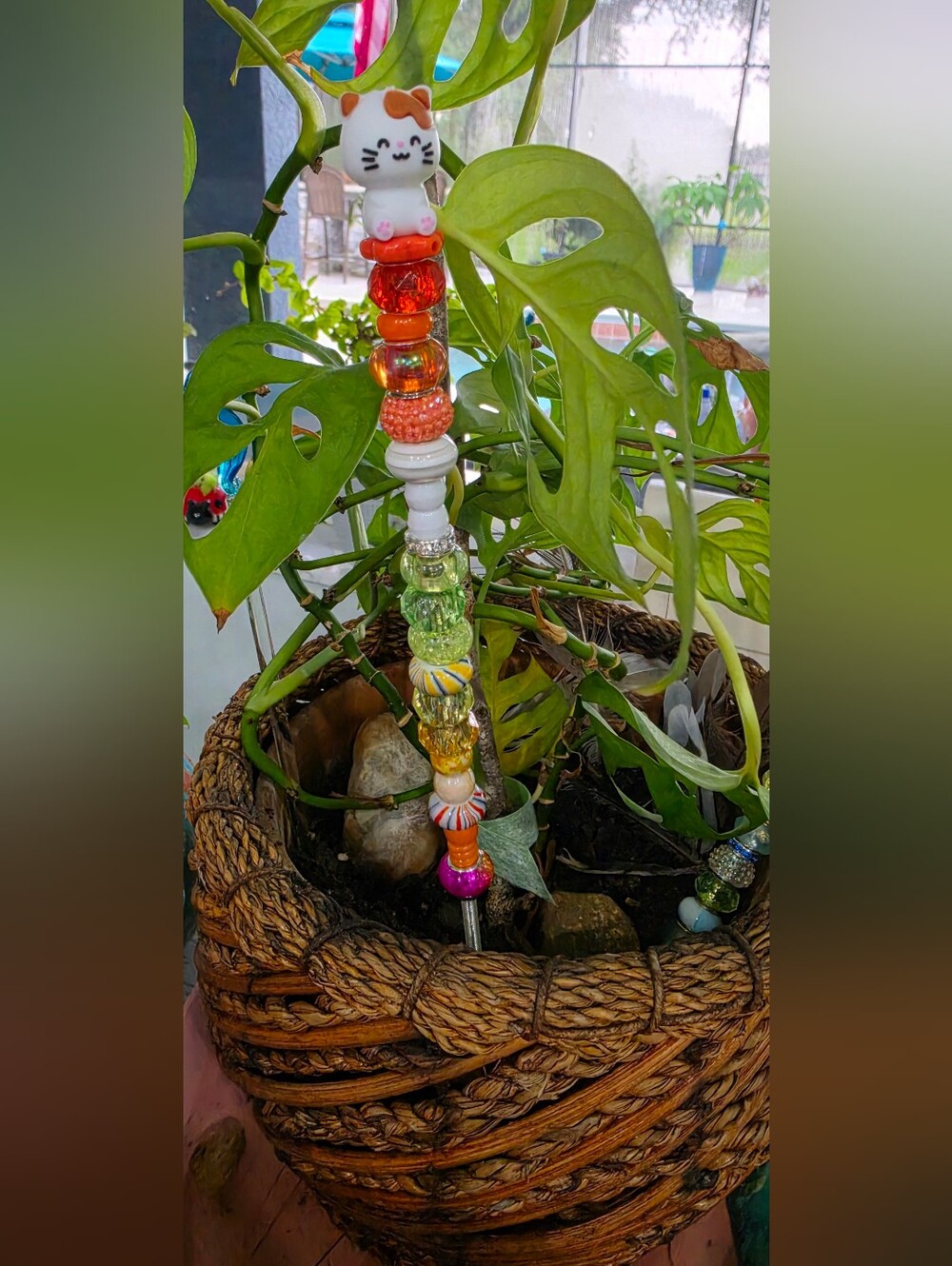 Handmade Beaded  Plant Stick/garden Stake